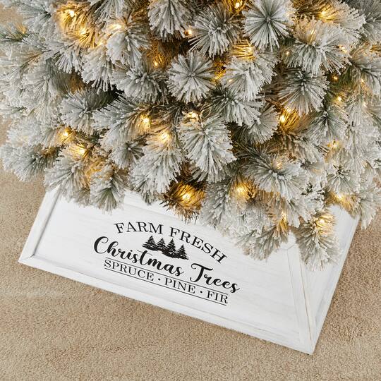 Glitzhome® 32" White Trapezoid Farm Fresh Christmas Tree Collar